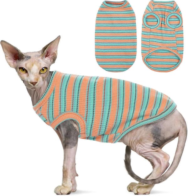 1 stk. Katte Tøj, Stribede Killinge T-shirts Uden Ærmer, Pullover Katte Trøjer, Sommer Tøj til Små Hunde