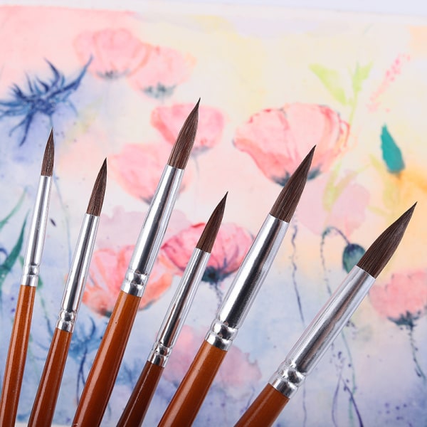 Taiteilijamaalaussiveltimet - Superior-akvarellisiveltimet set sivellinsetti akvarelliakryylimaalaustarvikkeille (6 kpl)