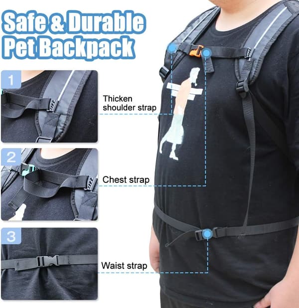 Dog Backpack Carrier Puppy Head Out Front Pack with Waterproof Lining for Hiking Walking Cycling.