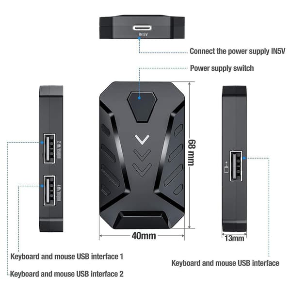 Keyboard and Mouse Converter Portable Mobile Gaming Keyboard Mouse Converter Adapter for Android Io