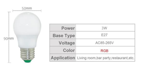 Dimmable 3/5/10/15W RGB LED Globe Bulb, 85-265V Decorative Lamp with Remote Control (1-pack)