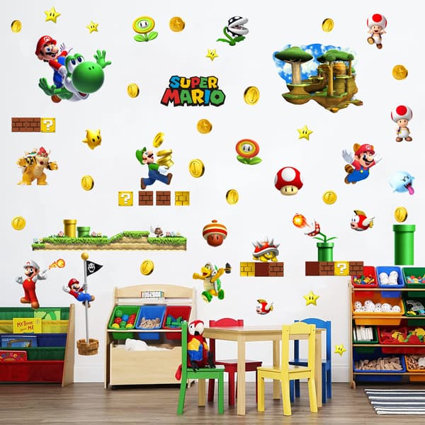 Mario-seinätarra 100 * 92cm automaattinen synteesi seinämaalaus uusi luova c