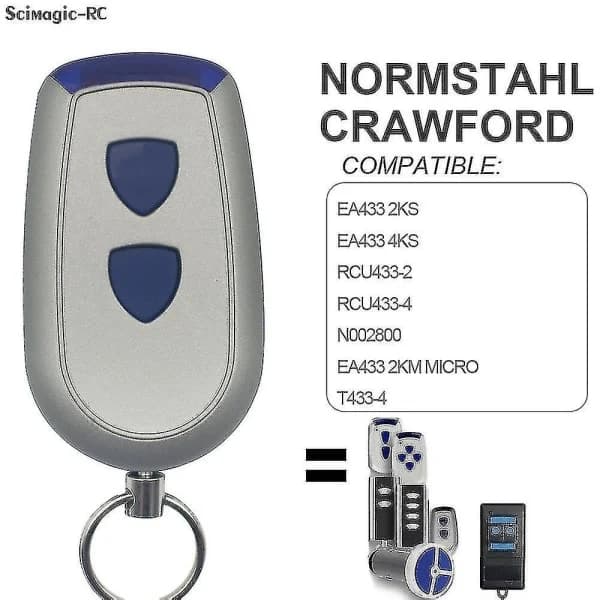 Normstahl Crawford Garasjeportfjernkontroll 433MHz Rullende Kode 2km Rekkevidde 2-4 Taster Kompatibel med EA433[JUN]