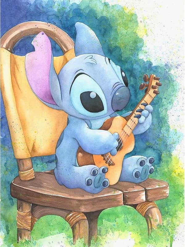 DIY Diamantmaleri Kit-Stitch Spiller Gitar