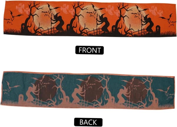 Jacquardstrikket bordflag til Halloween Dekorativ løber Festlig dug til middag