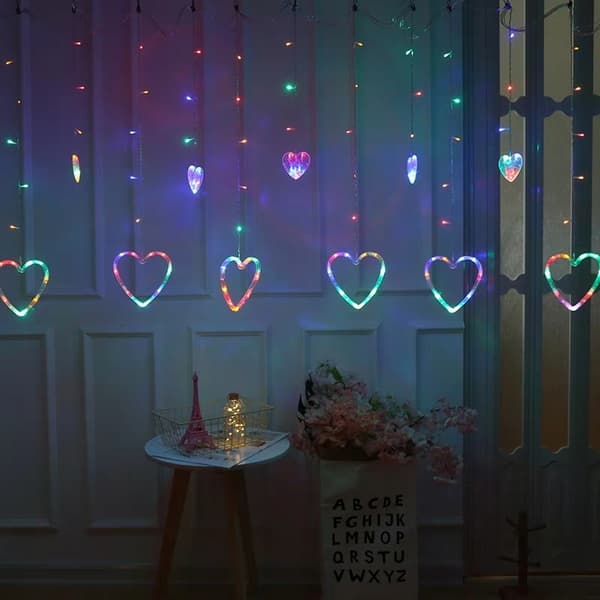 LED-lyskæde kærlighedsgardinlampe Valentinsdag bryllup pa