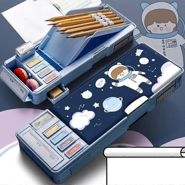 Multifunctional Stationery Box High-tech Cool Boy Automatic Pen Box Children Primary School Students with Creative Large Capacity Pen Box