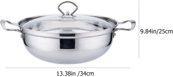 Shabu Shabu Gryde Hot Pot Pande 26cm Fortykket Bund Rustfrit Stål