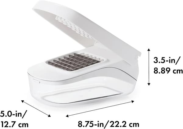 Vegetable Chopper with Easy-Open, Non-Slip Base, Removable Grid, Practical, White