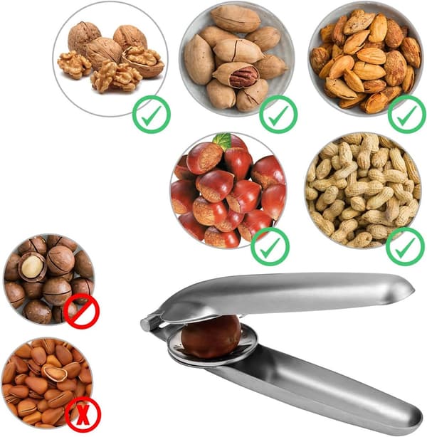 Nutcracker Chestnut Clip, 2-pack 304 Stainless Steel, Nutcracker for Walnuts & Dried Fruit, Kitchen Utensils