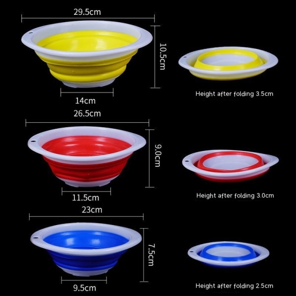 3 kpl Kannettava Muoviset Taittuvat Pesualtaat, Pesukori, Taittuva Astianpesualtaat Astianpesuun, Leirintään, Vaellukseen