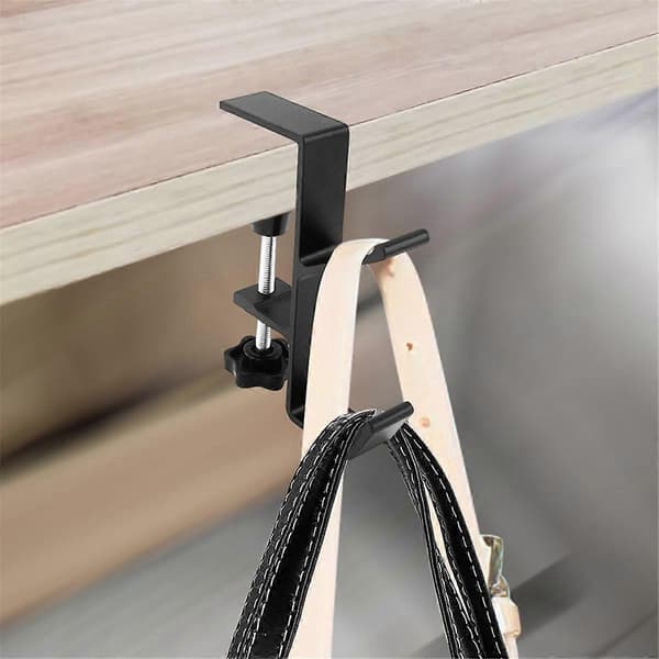 2 Pcs Desk Mounted Bag Holder Hook Clamp Mount Backpack Hanger Portable Desk Mounted Headphone Holder for T