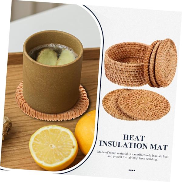 Rustic Style Table Mat, Coffee Table Accessory, Woven Rattan Coasters for Tea and Coffee
