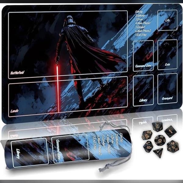Playmat Compatible with Magic The Gathering/Yu-Gi-Oh! - Non-Slip Rubber Base (350x600x3mm)