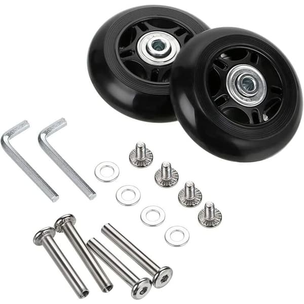 2 stk. reservehjul til kuffert, lagerreparation til kuffert 70×24mm, sort