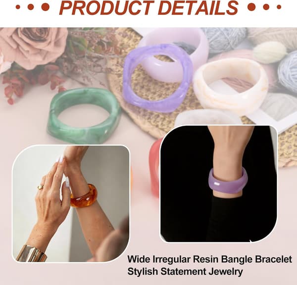 Akryl Chunky Bangle Armbånd til Kvinder Hvid Shimmer White