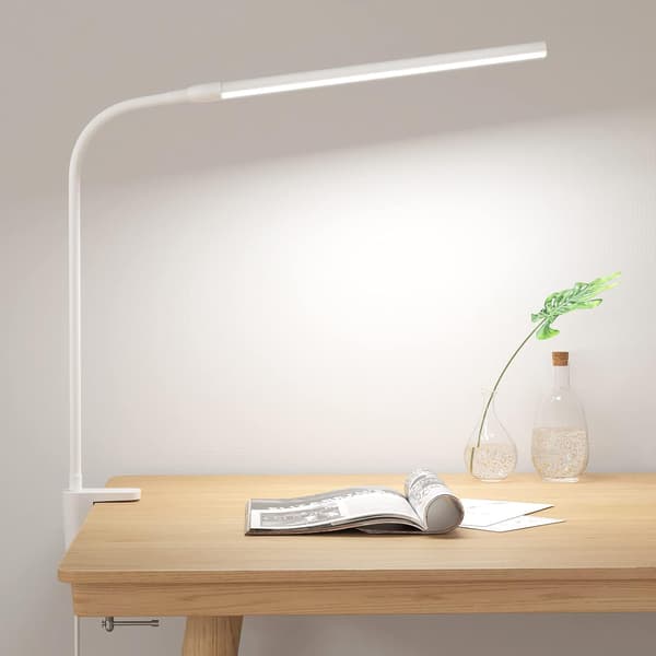 Vit 360° fleksibel LED skrivebordslampe med feste, USB-leselampe-FA6-