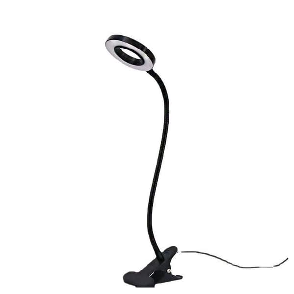 8,9 cm Black Desk Lamp with Clip for Home Reading Dimmable Brightness 3 Modes Clip Lamp for Headboard