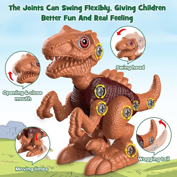 Dinosaurleker for gutter 3-8 år, STEM-konstruksjonsleker for barn å demontere med elektrisk drill{HW}