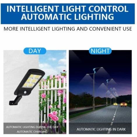 6000LM Solar Powered Motion Sensor Floodlight - IP67 Waterproof - 3 Lighting Modes - Easy Installation Without Wiring