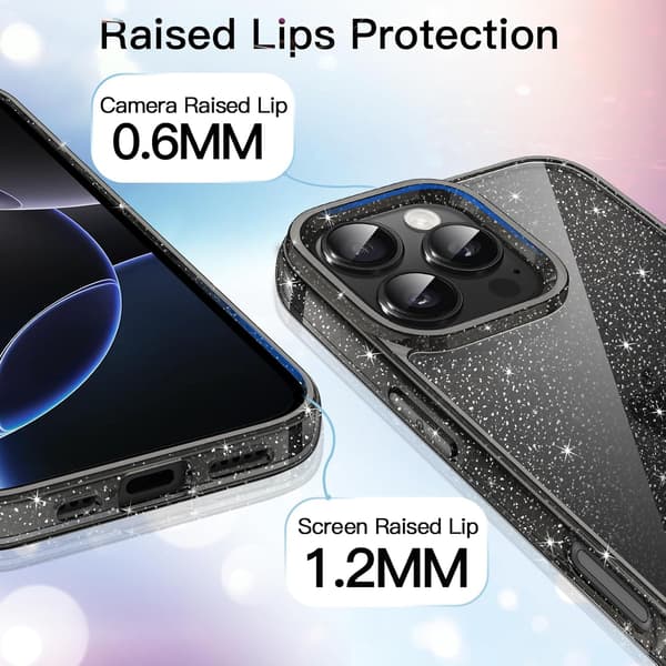 Glitterdeksel til iPhone 16 Pro 6.3-tommer, Bling Glitrende Støtsikkert Telefondeksel, Søtt Glitrende for Kvinner og Jenter (Rosa)