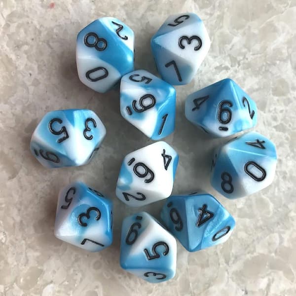 1 set 10-sidiga D10 polyedriska tärningar med siffror för bordsspel Pxpf, färg, rosa blå