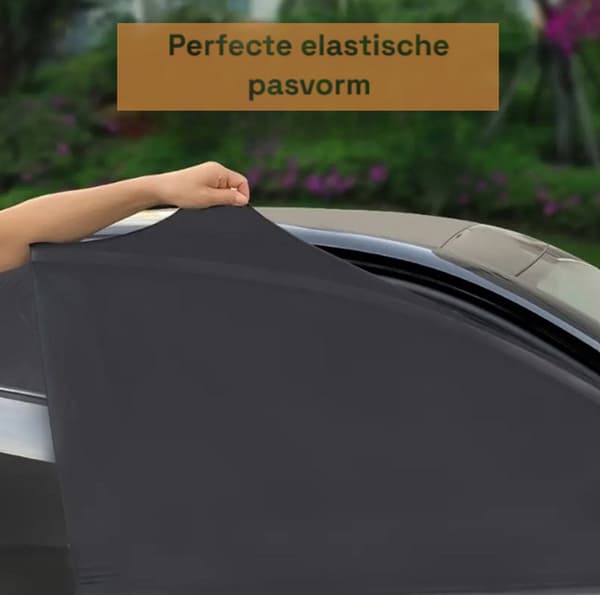 Bilens bageste siderude solskærm sæt med 2, elastisk åndbart net UV-beskyttelse varmeisolering privatlivsskærm til børn, universel pasform sort