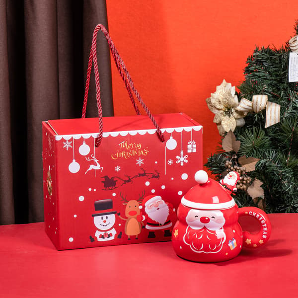 Tecknad Julmugg Present Keramisk Mugg Julkopp Set Julklappsmugg - Jultomte