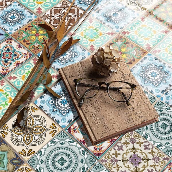 Self-adhesive tile stickers, 20 pieces, 15x15cm, waterproof PVC for kitchen and bathroom