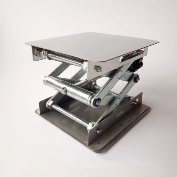 200 x 200 mm rustfritt stål lab-jekk sakseløfteplattform, utvidbart løftehøydeområde fra 75 mm til 260 mm, støttevekt 10 kg sakseløftebord