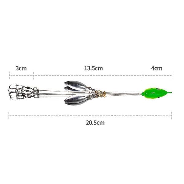 Alabama Rig with Smooth Rolling Ball Bearings, Multi-Bait Rig for Clear Water Trolling, Featuring Lifelike Fish Head with 3D Eyes - WELLNGS