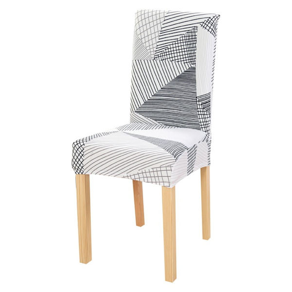 Set med 6 infällbara matstolsöverdrag (geometrisk vit, set o)