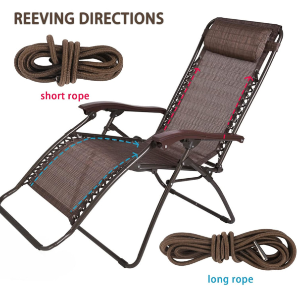 4-pak brune snørebånd til hvilestole, havestole til udskiftningssnore til udskiftningssnore til udendørs hvilestole, anti-tyngdekraftsstol