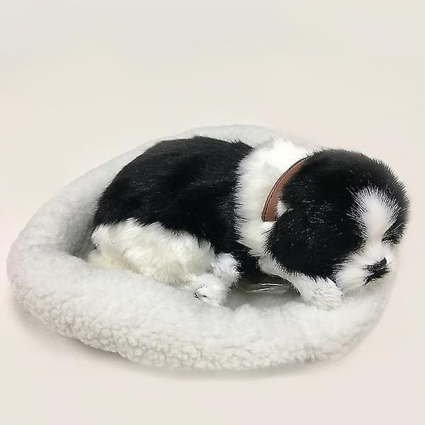 Söt Simulerad Sovande Katt/Hund Plyschdocka Med Bo Andning Fluffig Katt/Hund -t D D