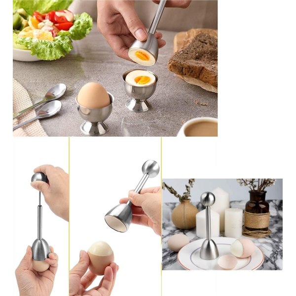 Egg Cutter Egg Shell Opener Egg Opener Egg Cracker Rustfritt Stål Egg Slicer Cutter Remover for Hard Soft Boiled Eggs