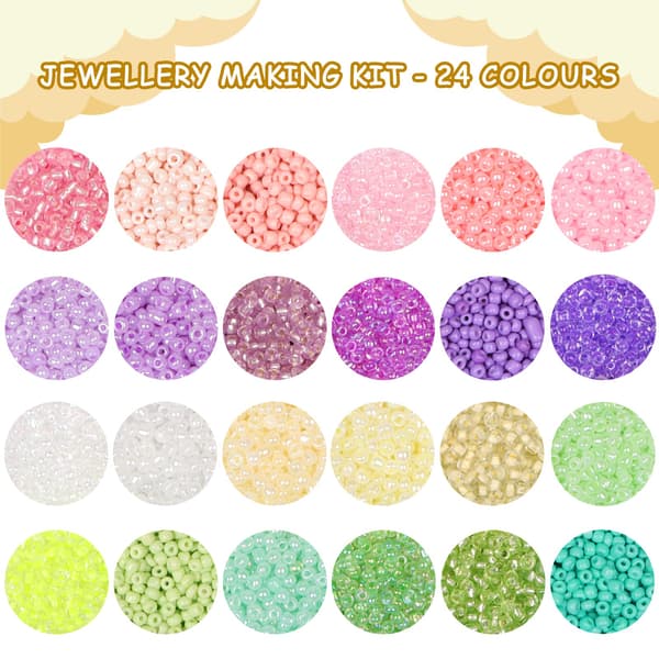 Glasperlesæt 9600 stk, DIY Perler til Smykkefremstilling, 4mm