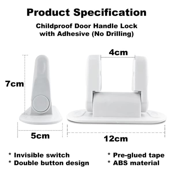 Door Handle Lock Child Safety Door and Handle Lock Self-Adhesive Child Safety 2-Pack