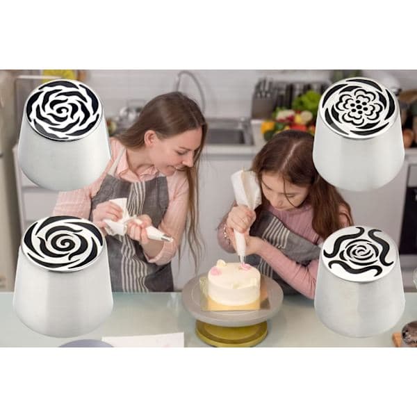 Cake Decorating Kit Extra Large Russian Piping Tips Stainless Steel Nozzle Set for Buttercream Roses 3D Flower Design Bakery Tools