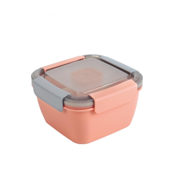 1500ml Bentolåda för Sallad Lunchbehållare 3 Fack Bento-Stil Fack och Såsbehållare för Dressingar, Inbyggd Återanvändbar (Rosa)