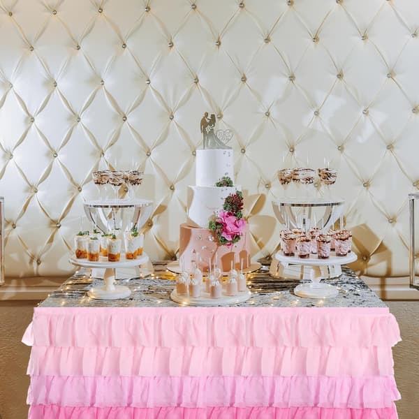 1-pack 2,7 m rosa tyllbordskjol, volangduk för rektangulär eller rund dukning Födelsedagar Bröllop Tårtdessert 274 cm x 76 cm (rektangulär) SQUARE