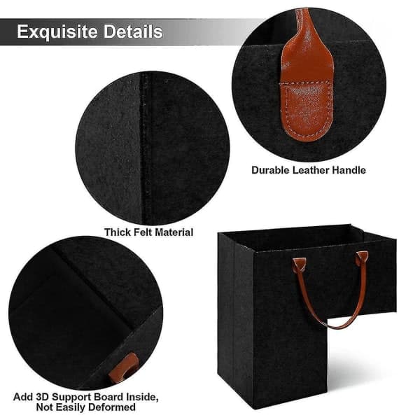 Stair Basket with Leather Handle for 40 cm Carpet for Stairs Organizer Felt Foldable Basket
