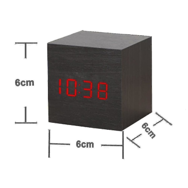 Digital vekkerklokke, tre LED-lys Mini moderne kube skrivebordsvekkerklokke viser tid, dato, temperatur for barn, soverom, hjem, sovesal, reise  Stil