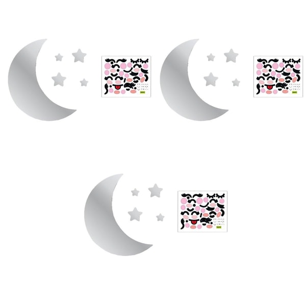 3 sæt Dejlig Månestjerne Akryl Spejl Klistermærke Vægkunst Dekoration Ornament3 Sæt20X20CM 3 Sets 20X20CM