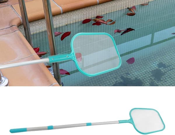 Poolskimmernet, nylonløvrive med stang, poolrengøringssæt til nem vedligeholdelse og fjernelse af snavs