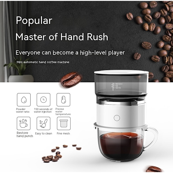 Bærbar Personlig Kaffemaskine, Dryp Automatisk Mini Hæld-over Kaffemaskine og Rustfrit Stål Filter (uden kop)