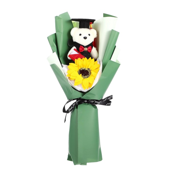 Graduation Season Lovely Bear Bouquet Grad Flower Bouquet Decoration For ClassmatesGreen34X18X8CM