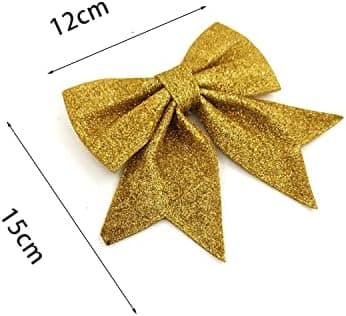4-pak gyldne glitterjulebuer til juletræsdekoration,