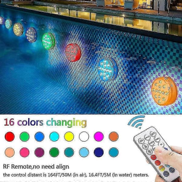 Underwater Lamp, LED Underwater Lights Pool Lighting Waterproof With Remote Control, Ip68, 13 LEDs Change LED Underwater Festi [DB]