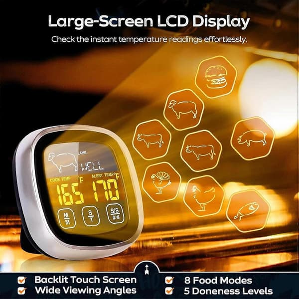 Digital Meat Thermometer Waterproof with Instant Read for Grilling, Cooking and Baking BBQ