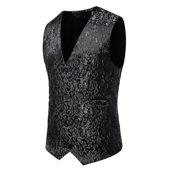 Herre Metallic Paisley Trykt Dressjakke Vest 3XL Svart black 3XL